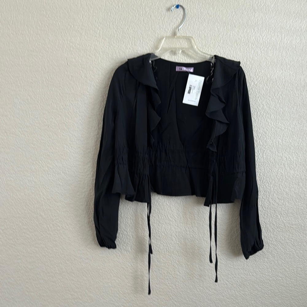 Ice Elegant Black Ruffle Blouse